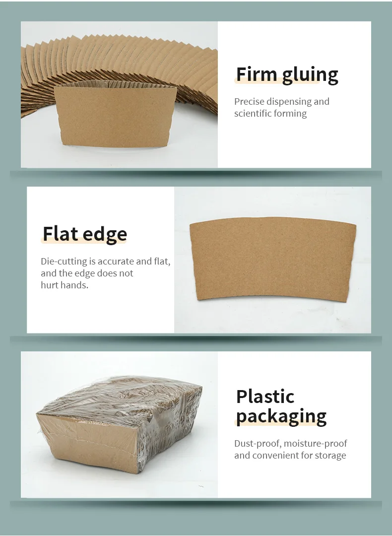 50/100Pcs Brown Coffee Cup Sleeves Kraft Corrugated Paper Heat Insulation Cardboard Holder Disposable Cup Covers for Hot Drinks Tea Coffee Beverage Shop Takeaway Party Accessories