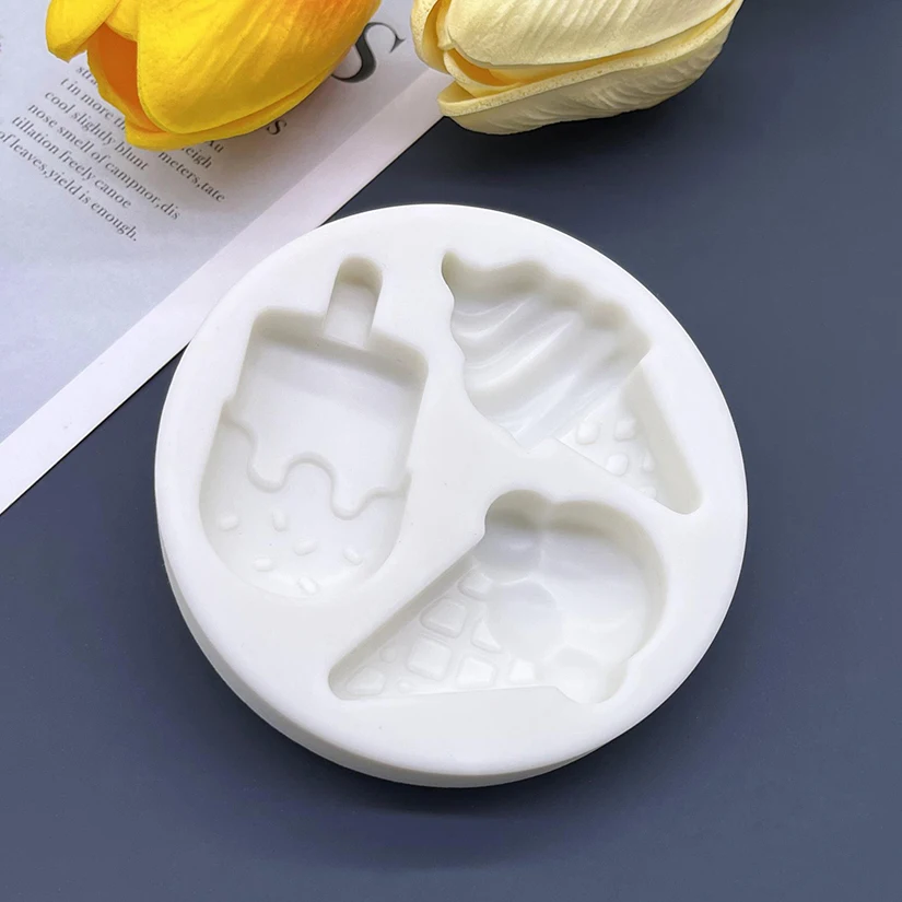 Ice Cream Shape Silicone Mold Fondant Cake Decorating Mould Chocolate Candy Cupcake Tray Sugarcraft Baking Tools Pastry Dessert Resin Soap Wax Melt Clay Craft DIY Handmade Accessories Kitchen Supplies 4