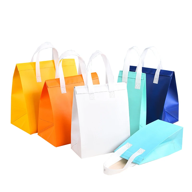 10pcs Non-Woven Insulated Tote Bags – Reusable Thermal Cooler Pouches for Food, Cake, Drinks, and Lunch, Portable Delivery and Takeaway Bags with Handles, Eco-Friendly Storage for Office, School, and Picnic - 图片 6
