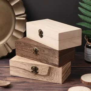 1PC Wooden Solid Color Jewelry Box, Minimalist Desktop Storage Box for Rings Earrings Bracelets, Natural Wood Jewelry Organizer Case, Elegant Gift Packaging Box for Women and Men