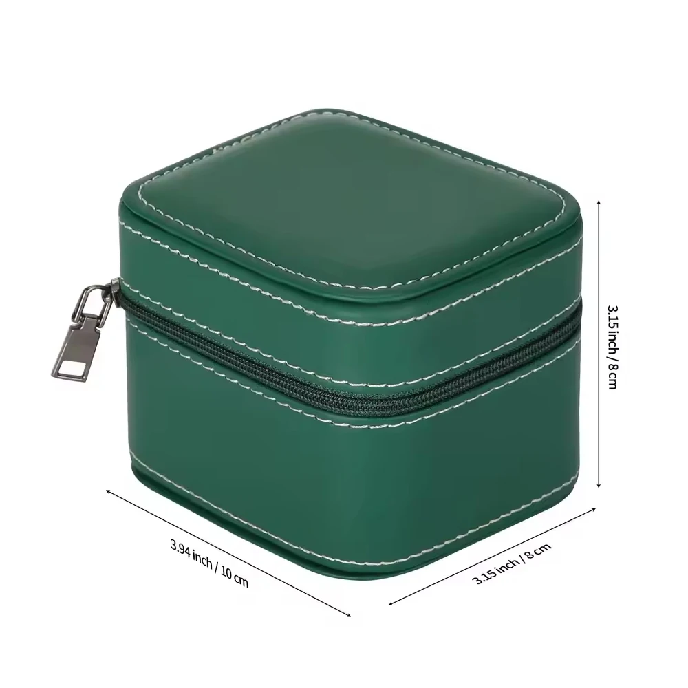 Travel Watch Case ⌚ Single Watch Travel Box – PU Leather Watch Carrying Case Organizer – Compact Storage Display Pouch for Men – Protective Jewelry Travel Case Black/Green/Orange - 图片 8