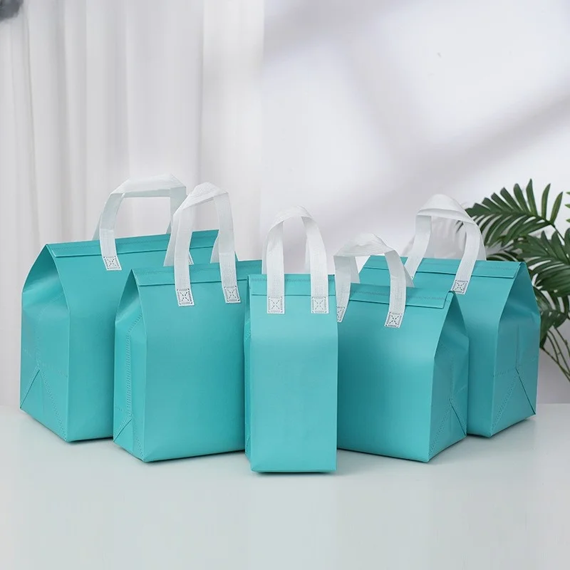 Non-Woven Tote Bag with Custom Logo – Portable Insulated Lunch and Cake Carrier, Thermal Food Delivery Takeaway Bag with Handles, Reusable Cooler Tote for Drinks, Meals, Pastries, Picnic - 图片 9