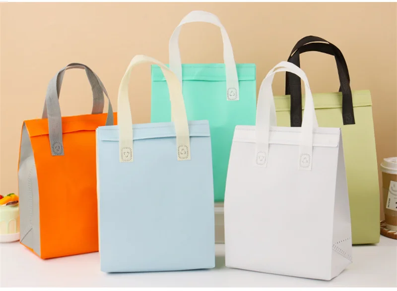 25pcs Non-Woven Insulated Tote Bags – Reusable Portable Fabric Pouches for Food, Cake, Drinks, and Snacks, Thermal Carrier Keeps Hot or Cold, Ideal for Delivery, Picnic, Grocery, Work, School 12