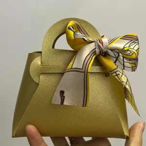 3PCS Leather Favour Bags with Scarf – Wedding Party Decoration, Baby Shower, Ramadan, Eid Gift Packaging for Friends, Elegant Gift Bags for Special Occasions and Celebrations