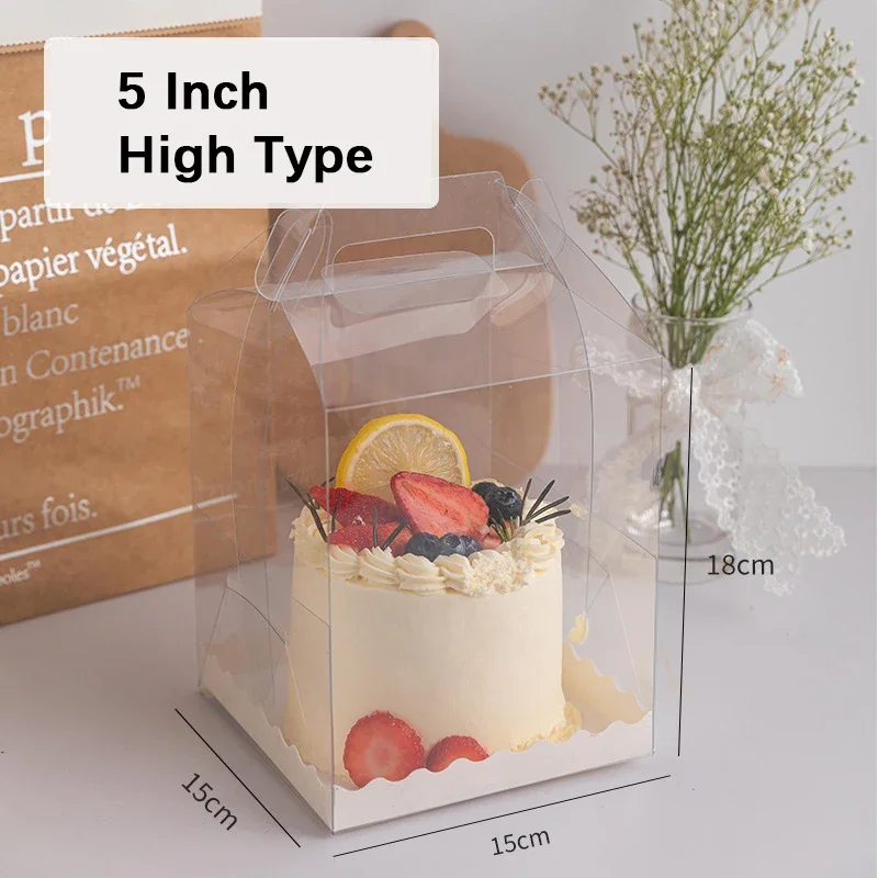10PCS 3/4/5 Inch Transparent PVC Birthday Cake Packaging Boxes, Gift Boxes for Cake, Pastry, Cupcake Storage, Organizer Case for Home Use, Desserts, Professional Cake Packaging, and Cake Case for Special Occasions - 图片 10
