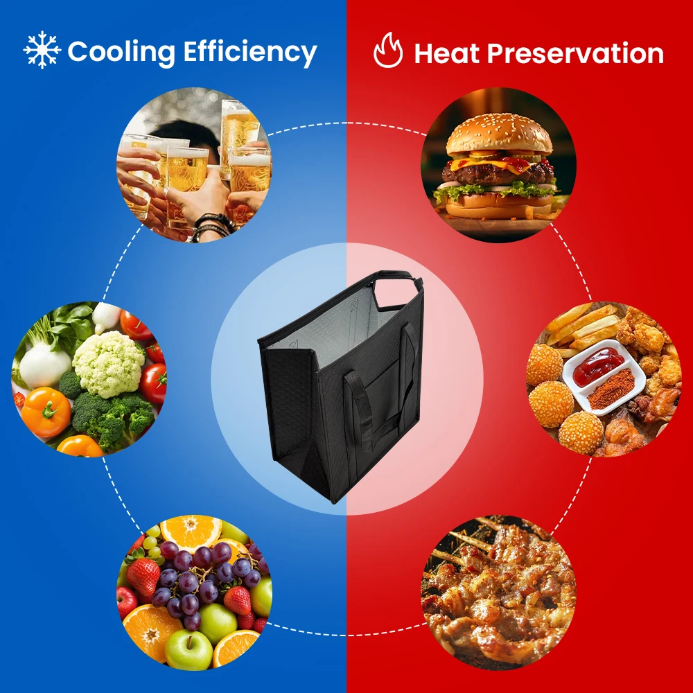 1pc Thermal Insulated Cooler Bag Textured Non-Woven Fabric with Front Pocket and Zipper Closure, Portable Lunch Tote for Camping, Picnic, Travel, Outdoor Food and Drink Storage