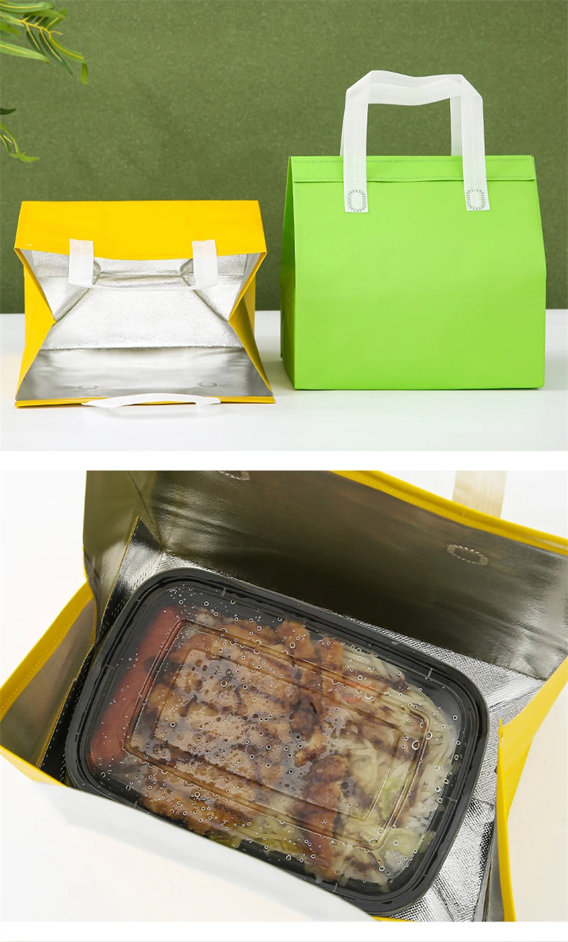 10pcs Non-Woven Insulated Tote Bags Reusable Fabric Pouches for Food, Cake, Drinks, Grocery Delivery, Hot and Cold Storage, Portable Lunch Carrier, Picnic, Baking, and Eco-Friendly Packaging 9