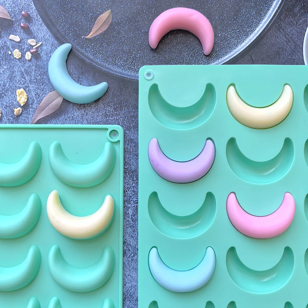 18-Hole Moon Shaped Silicone Mold for Baking Chocolate, Cookies, Pudding, Candy, and Ice Cubes, Non-Stick Flexible Food-Grade Mold for DIY Chocolate, Candy Making, Dessert Decoration, and Creative Baking 18-Hole Moon Shaped Silicone Mold for Baking Chocolate, Cookies, Pudding, Candy, and Ice Cubes, Non-Stick Flexible Food-Grade Mold for DIY Chocolate, Candy Making, Dessert Decoration, and Creative Baking
