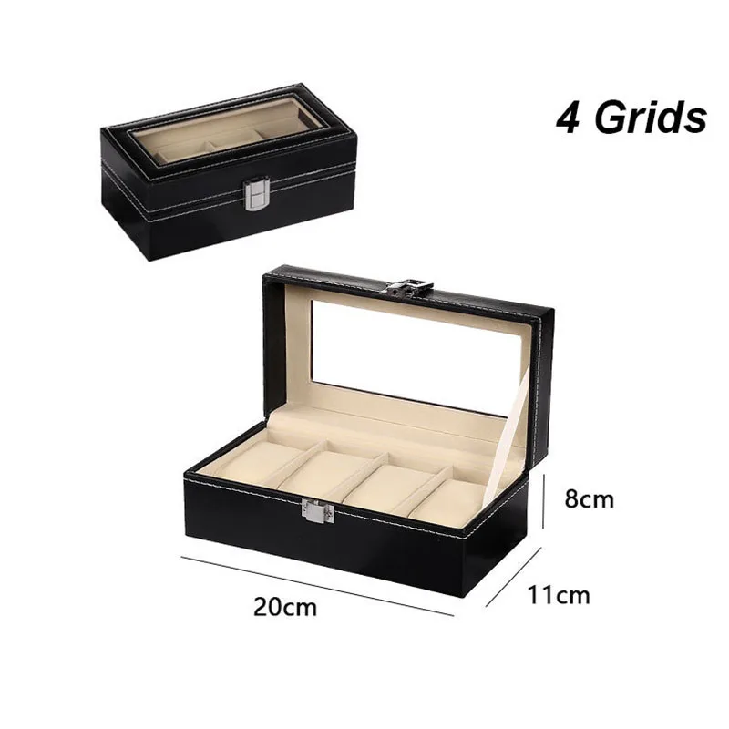 Multiple Slots Luxurious PU Watch Box 2/3/4/5/6 Grids Jewelry Ring Earrings Organizer For Men And Women - 图片 12