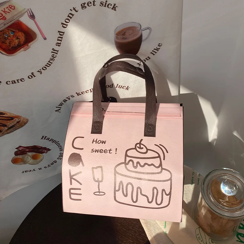 10pcs Grey Non-Woven Insulated Tote Bags – Portable Reusable Fabric Pouches for Food, Drinks, Snacks, and Meals, Thermal Carrier Keeps Hot or Cold, Ideal for Delivery, Picnic, Grocery, Work, School - 图片 20