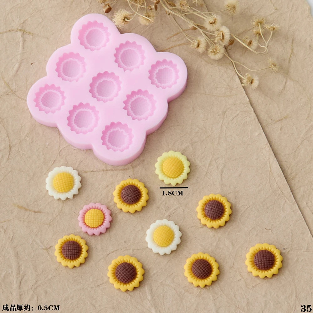 3D 9-Cavity Flower Silicone Mold – Sunflowers Design for Fondant, Candy, Chocolate, Cake Decorating, DIY Baking Tools, Sugarcraft, Cupcake Toppers, and Creative Dessert Accessories