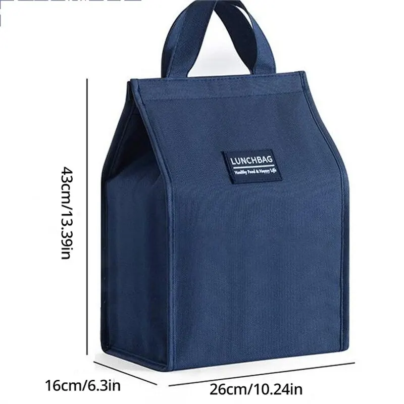 1pc Blue Grey Pink Portable Insulated Lunch Bag with Aluminum Foil Lining, Waterproof Food Storage Tote for Rice, Snacks, Picnic, Travel, Office, School, Reusable Thermal Lunch Box Carrier - 图片 9