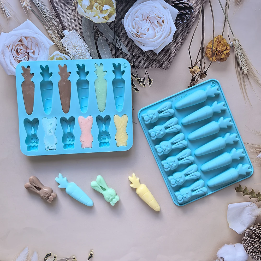 1pc Creative 12-Hole Radish and Rabbit Shaped Silicone Mold for 3D Chocolate, Pudding, Cookies, Candy, and DIY Non-Stick Baking, Flexible Food-Grade Mold for Home Baking, Party Treats, Dessert Decoration 1pc Creative 12-Hole Radish and Rabbit Shaped Silicone Mold for 3D Chocolate, Pudding, Cookies, Candy, and DIY Non-Stick Baking, Flexible Food-Grade Mold for Home Baking, Party Treats, Dessert Decoration
