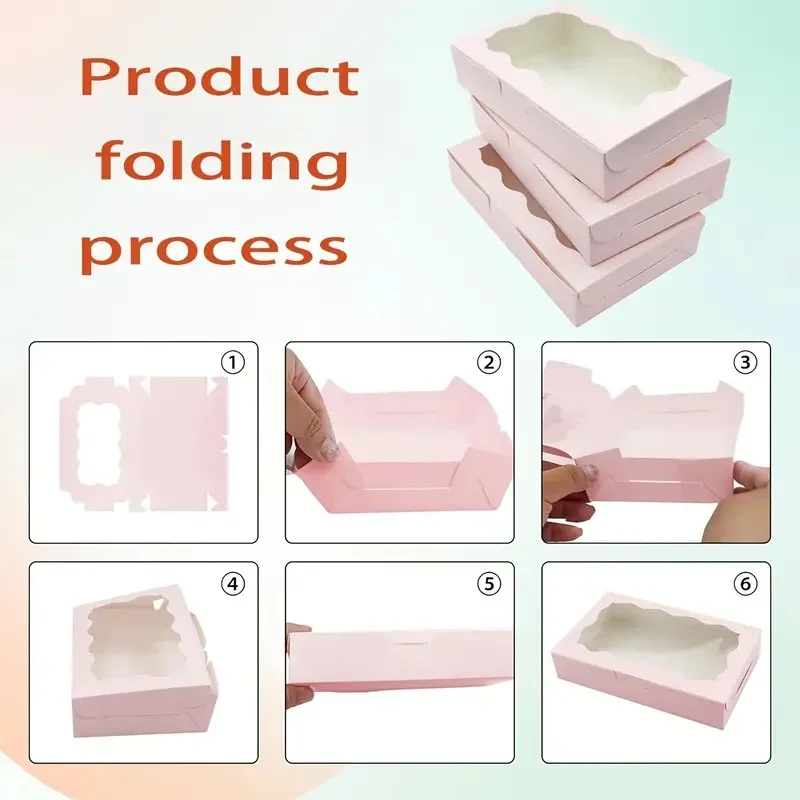 10/20/25/30pcs Cake Boxes with Window, Transparent Bakery Boxes for Pastry, Chocolate, Cupcakes, and Desserts, Gift Packaging for Birthday, Wedding, Valentine’s Day, Mother’s Day, and Party Supplies 4