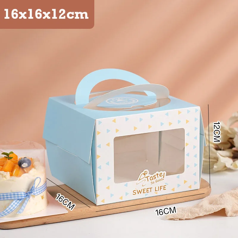 10Pcs Portable Handle Cake Boxes with Clear Window, Cupcake Pastry Cookie Dessert Packaging Boxes, Foldable Birthday Party Wedding Baby Shower Bakery Gift Containers 15