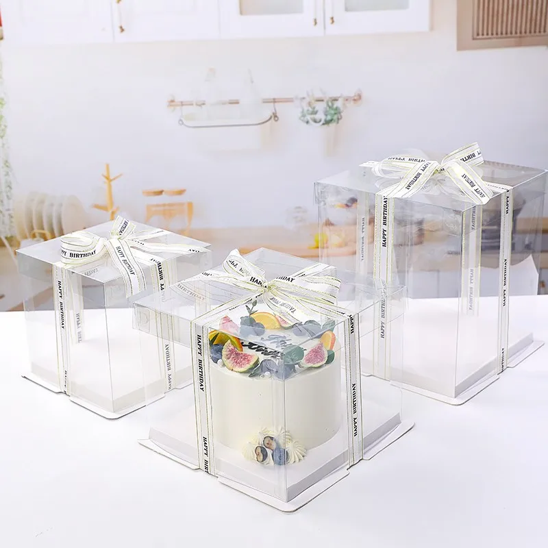 Transparent Cake Box DIY Large Gift Packaging Box for Bakery Desserts, Wedding, Birthday, Party, Mother's Day Gifts, Cupcakes, Pastries, Portable Gift Wrapping Boxes for Special Occasions and Celebrations