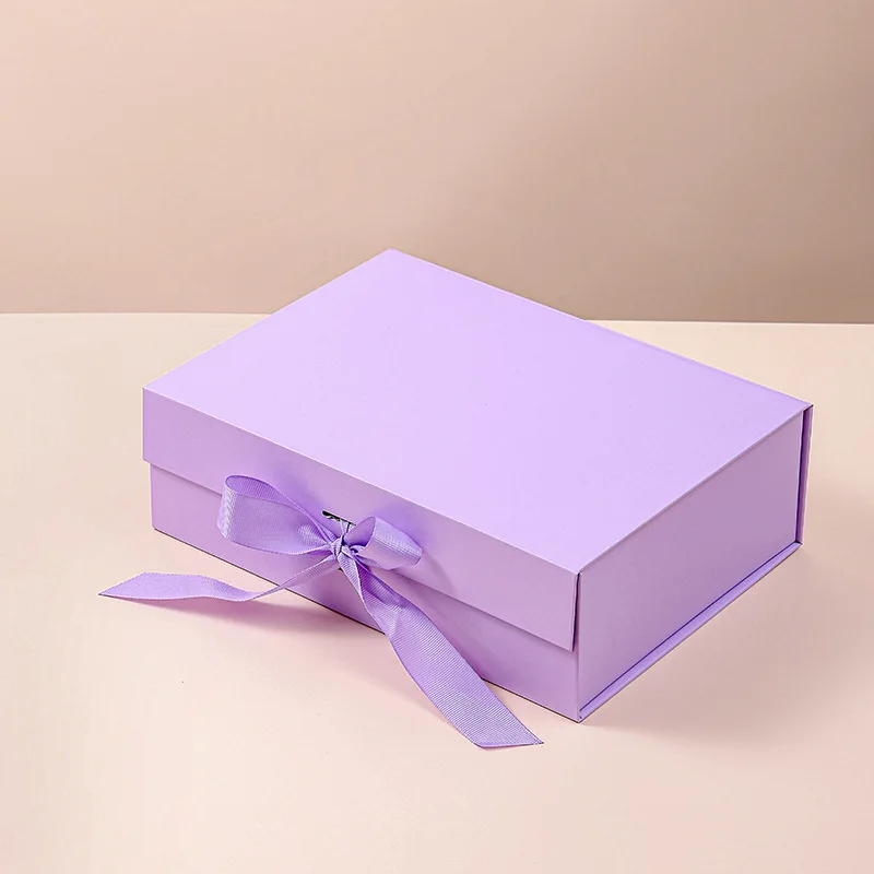Gift Box with Magnetic Closure and Lid, Foldable Cardboard Gift Packaging Box with Ribbon for Valentine’s Day, Birthday, Wedding, Bridesmaid Proposal, Party Supplies, Holiday Present Wrapping - 图片 4