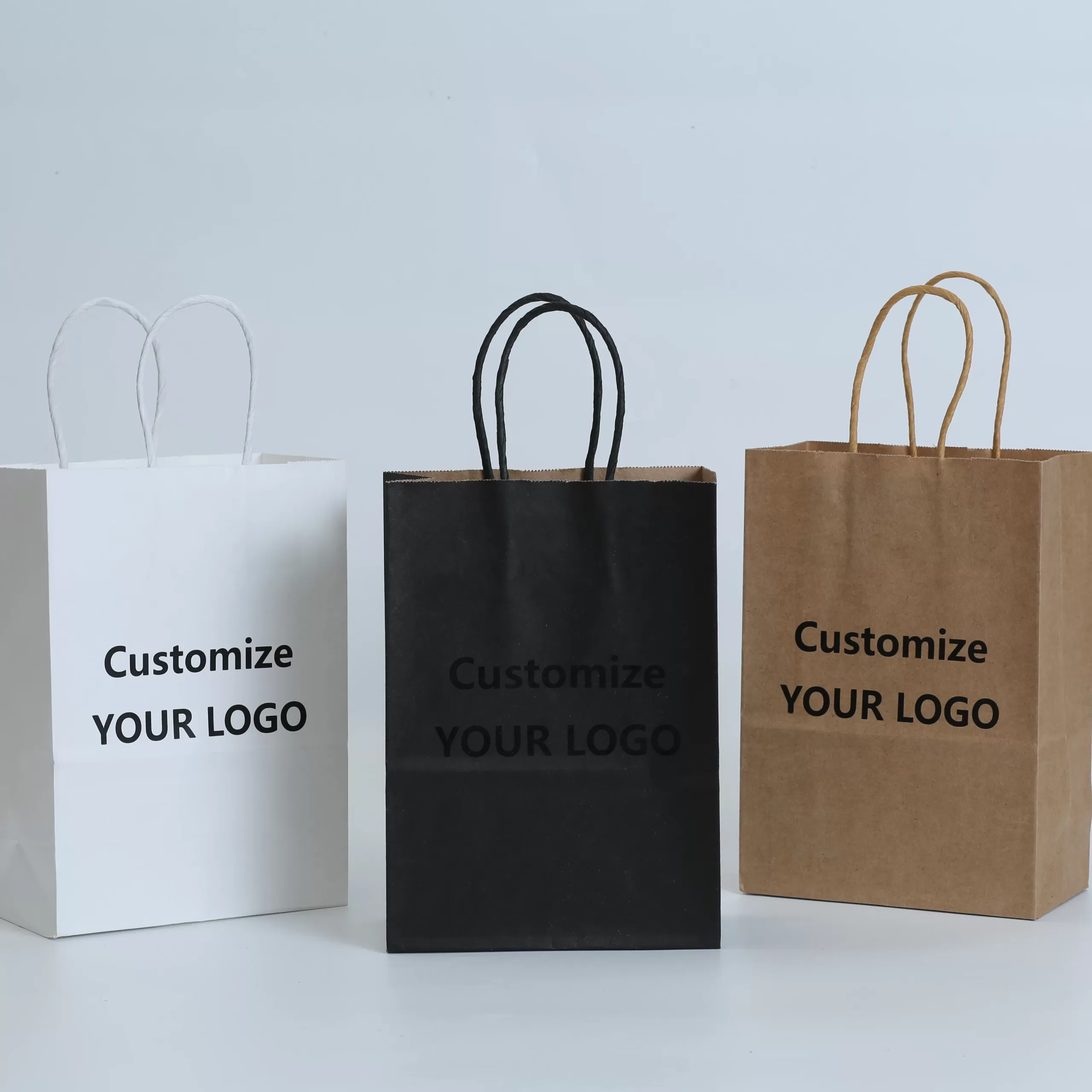 20pcs Custom Logo Kraft Paper Bag Gift Wrapping Bags Recyclable Paper Shopping Packaging Eco Friendly for Retail Store Boutique Bakery Sac Papier Emballage Bolsa Papel Regalo Tasche Einkauf كيس ورقي قابل لإعادة التدوير ショッピングバッグ 쇼핑 포장 가방 - 图片 5