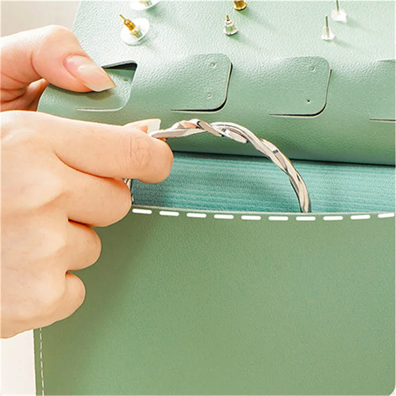 Travel Jewelry Organizer | 1PC PU Leather Ear Stud Storage Bag, Multi-Layer Jewelry Organizer, Book-Type Storage Bag for Earrings, Rings, Necklaces, and Small Jewelry Accessories, Compact Jewelry Case for Travel and Home Use