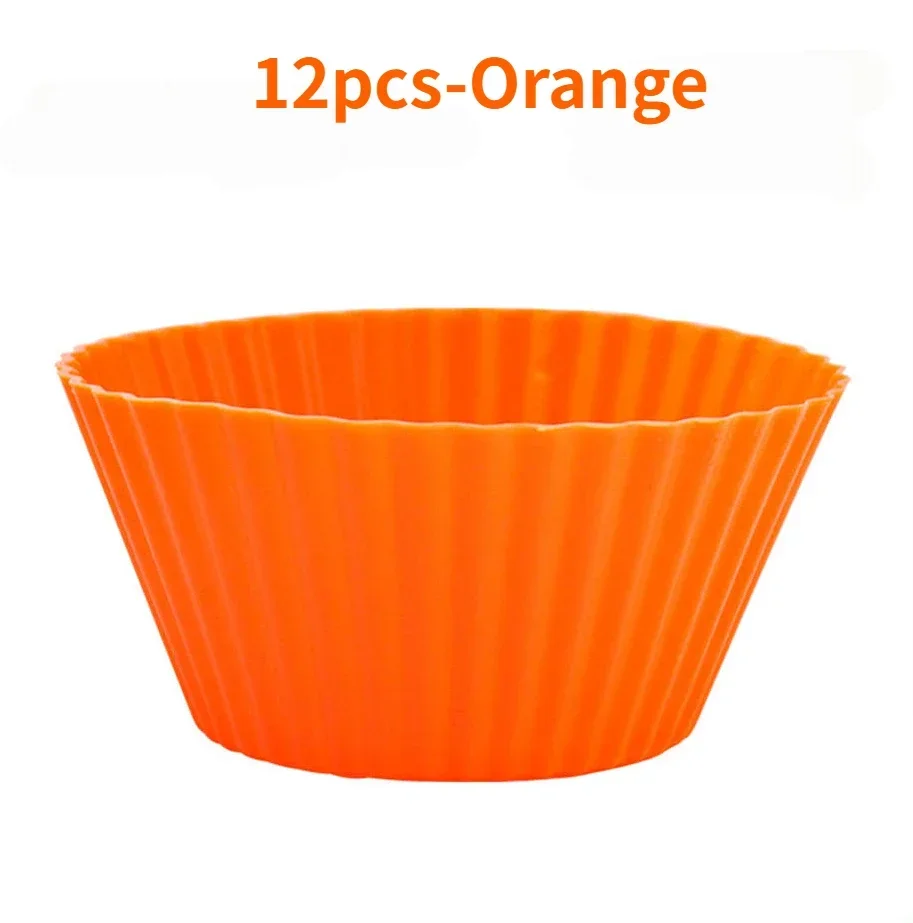 12pcs/Set Round Silicone Cake Molds, Muffin and Cupcake Baking Molds for DIY Baking, Kitchen Cooking, Cake Decorating, Non-Stick Reusable Bakeware, Dessert Makers and Culinary Tools - 图片 12