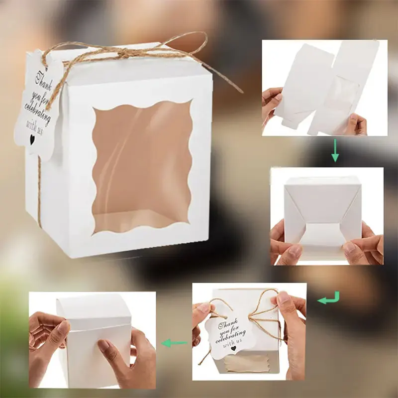 10/30/50PCS Kraft Paper Candle Gift Boxes with Clear Window – Includes Tags & Twine for Wedding Favors, Birthday Party Packaging, Ideal for Candles, Treats, and Small Gifts 3