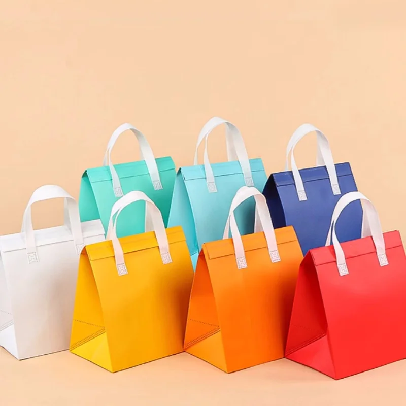 Wholesale 500pcs Custom Logo Reusable Non-Woven Insulated Thermal Cooler Bags for Picnic, Grocery, Lunch, Delivery, Food Storage, Eco-Friendly Promotional Tote, Portable Durable Bag - 图片 6