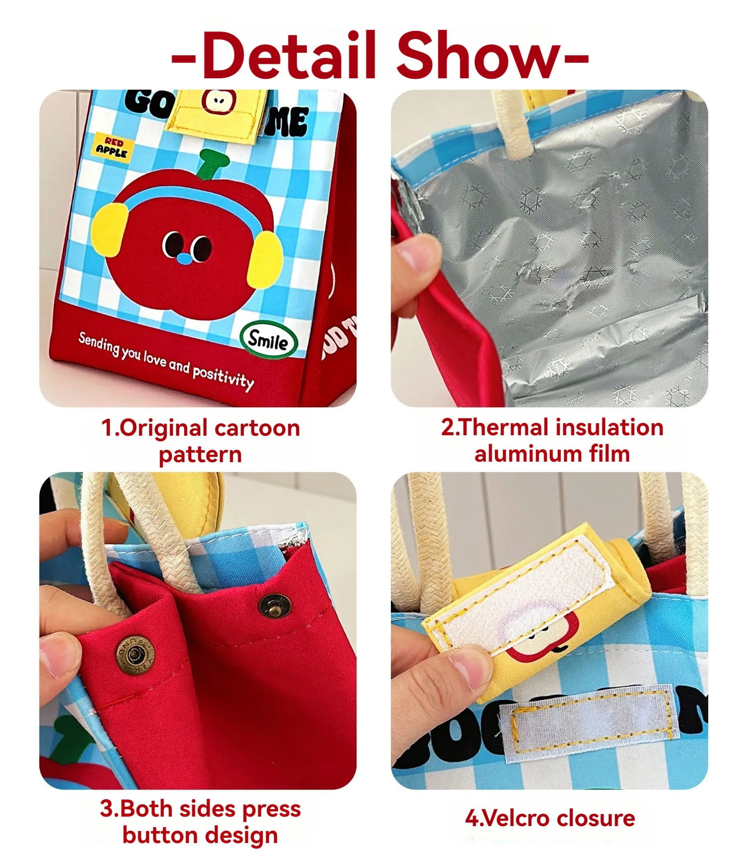 Cute Bento Lunch Bag for Office and Students – Large Capacity Cartoon Insulated Tote, Reusable Fresh-Keeping Meal Carrier, Portable Lunch Box Bag for Work, School, Picnic, Travel, Snacks Storage