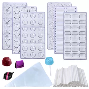 Chocolate Mold 3D Polycarbonate Transparent Plastic Kitchen Baking Tools for DIY Pastry, Candy, and Desserts, Multiple Styles Polycarbonate Chocolate Molds for Home Baking, Party Treats, and Creative Pastry Making