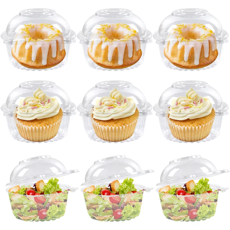 10/50Pcs Clear Cupcake Packaging Boxes, Dessert Donut Muffin Cake Container Holders with Lids, Transparent Pastry Display Containers for Wedding Birthday Party Christmas Holiday Event Supplies - 图片 2
