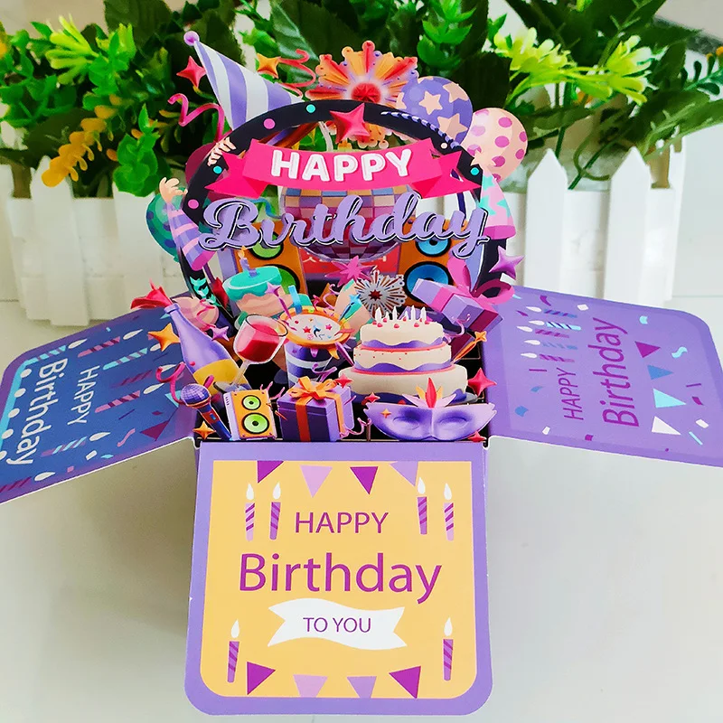 3D Pop-Up Happy Birthday Greeting Card with Envelope – Creative Gift Card & Blessing Postcard for Birthday Parties, Kids, Friends, Family, Unique Keepsake Greeting for Special Celebrations & Party Gifts