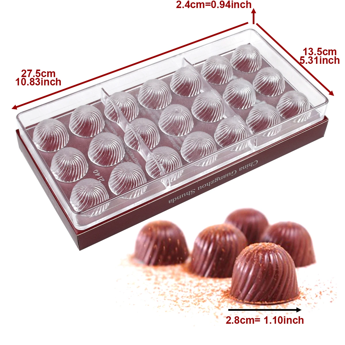 1Pcs Polycarbonate Chocolate Mold with Cylindrical, Strip, and Sphere Shapes for Candy, Confectionery, Pastry, and Baking, Durable Transparent Chocolate Mold Tray for Home Baking, DIY Desserts, and Creative Treats - 图片 10