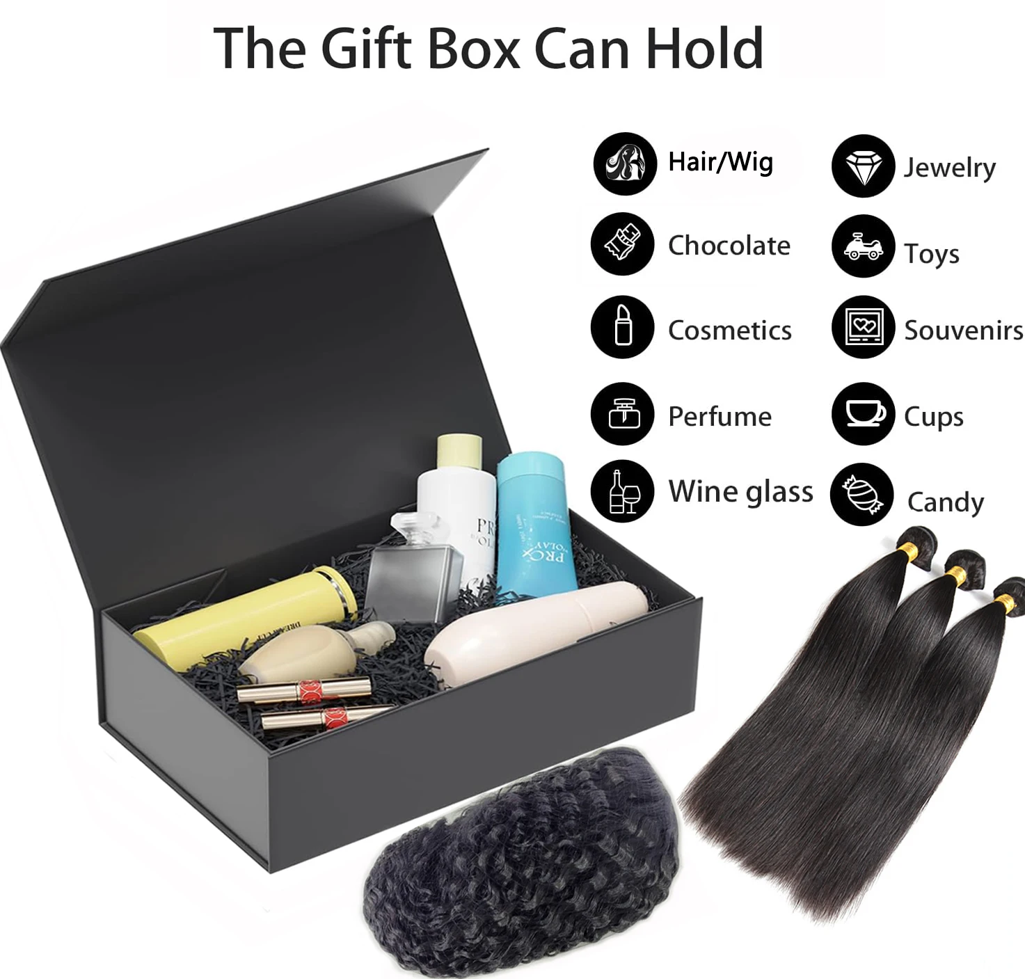 1pc Black Gift Box with Magnetic Lid for Present, Rectangular Collapsible Packaging Box with Closure, Ideal for Groomsman Proposal, Wedding, Birthday, Anniversary Gift, Elegant Gift Wrapping - 图片 5