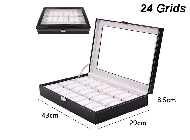 Multiple Slots Luxurious PU Watch Box 2/3/4/5/6 Grids Jewelry Ring Earrings Organizer For Men And Women