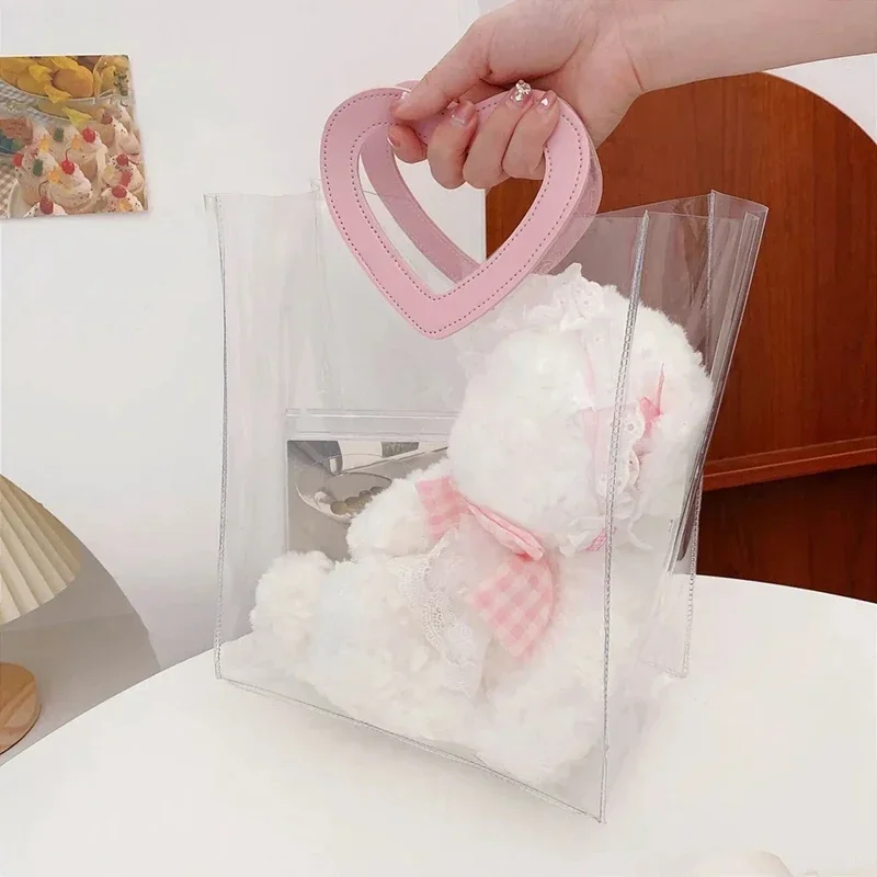 1–10PCS Transparent PVC Gift Bags Waterproof Candy Shopping Handbag with Love or Square Handle for Valentine’s Day Wedding Party Favor Packaging Bolsa Regalo Sac Cadeau ساک هدیه 透明ギフトバッグ 투명포장가방 - 图片 2