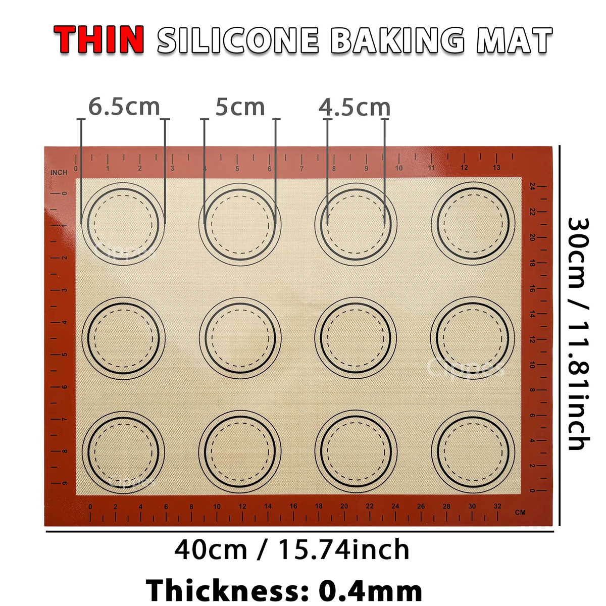 1PC Silicone Baking Mat for Oven, 0.4mm Thin Reusable Non-Stick Heat-Resistant Bakeware Liner, Flexible Silicone Sheet for Cookies, Pastries, and Professional Home Baking Tools