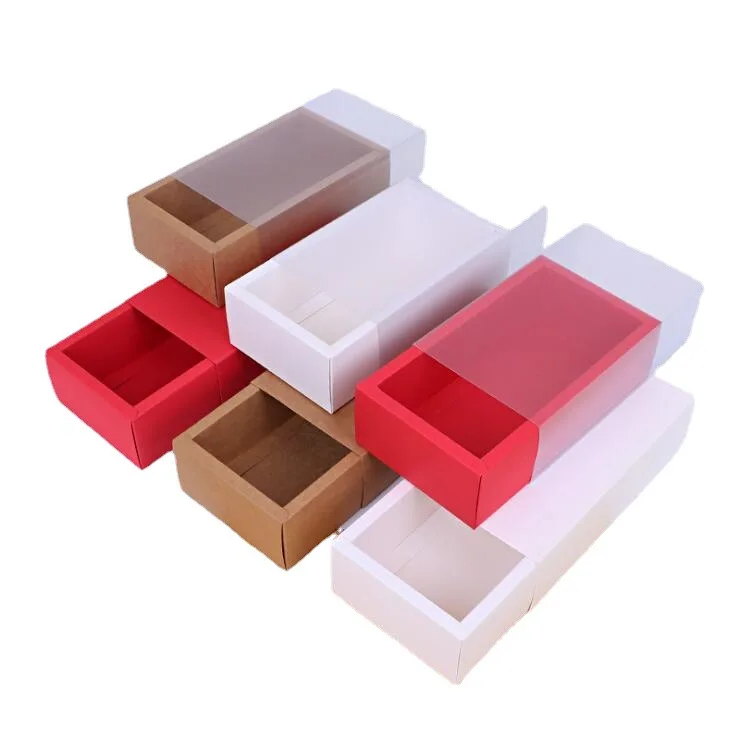 10pcs Kraft Paper Gift Boxes with Clear PVC Window, Exquisite Drawer Packaging for Wedding Birthday Party Cookies Candy Cake Display, DIY Dessert Favor Storage Containers Elegant Gift Presentation 4