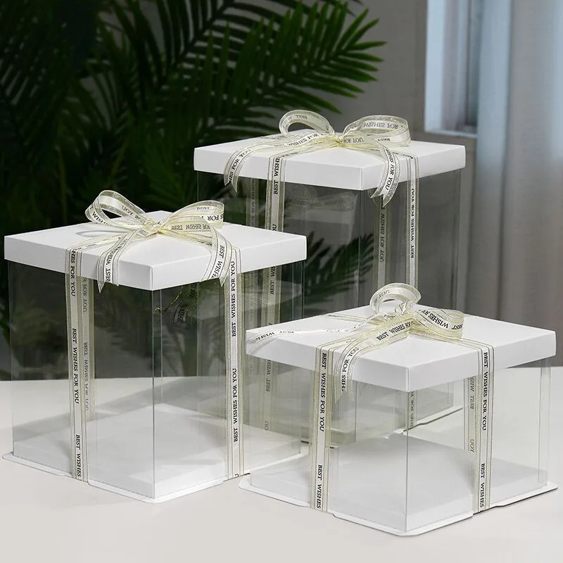 Transparent Cake Packing Boxes with Handle, High-Capacity Clear Cupcake Pastry Gift Wrapping Boxes, Portable Birthday Wedding Baby Shower Cake Boxes for Dessert, Cookies, Chocolate and Bakery Packaging - 图片 2