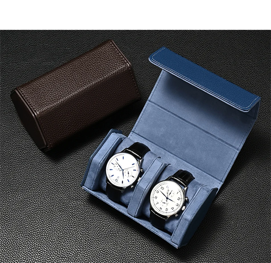 Travel Watch Organizer | Dual Watch Storage Bag Premium PU Leather Travel Watch Box, Portable Wrist Watch Organizer Gift Case, Double Slot Luxury Watch Packaging Bag for Men and Women 8