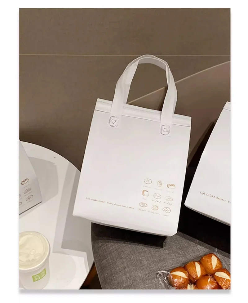 10pcs Non-Woven Insulated Tote Bags – Reusable Fabric Pouches for Cake, Bread, Drinks, and Food, Portable Thermal Carrier Keeps Hot or Cold, Ideal for Delivery, Picnic, Grocery, Work, School 6