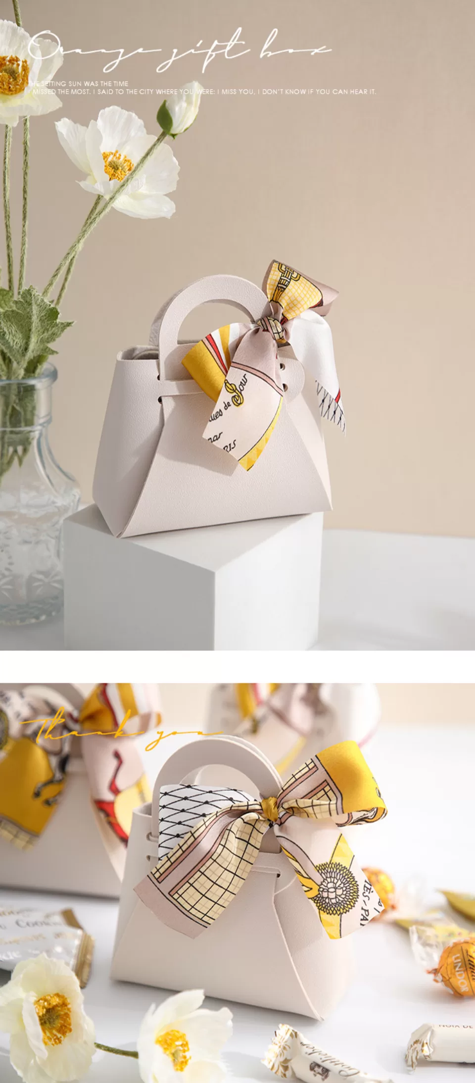 3PCS Leather Favour Bags with Scarf – Wedding Party Decoration, Baby Shower, Ramadan, Eid Gift Packaging for Friends, Elegant Gift Bags for Special Occasions and Celebrations