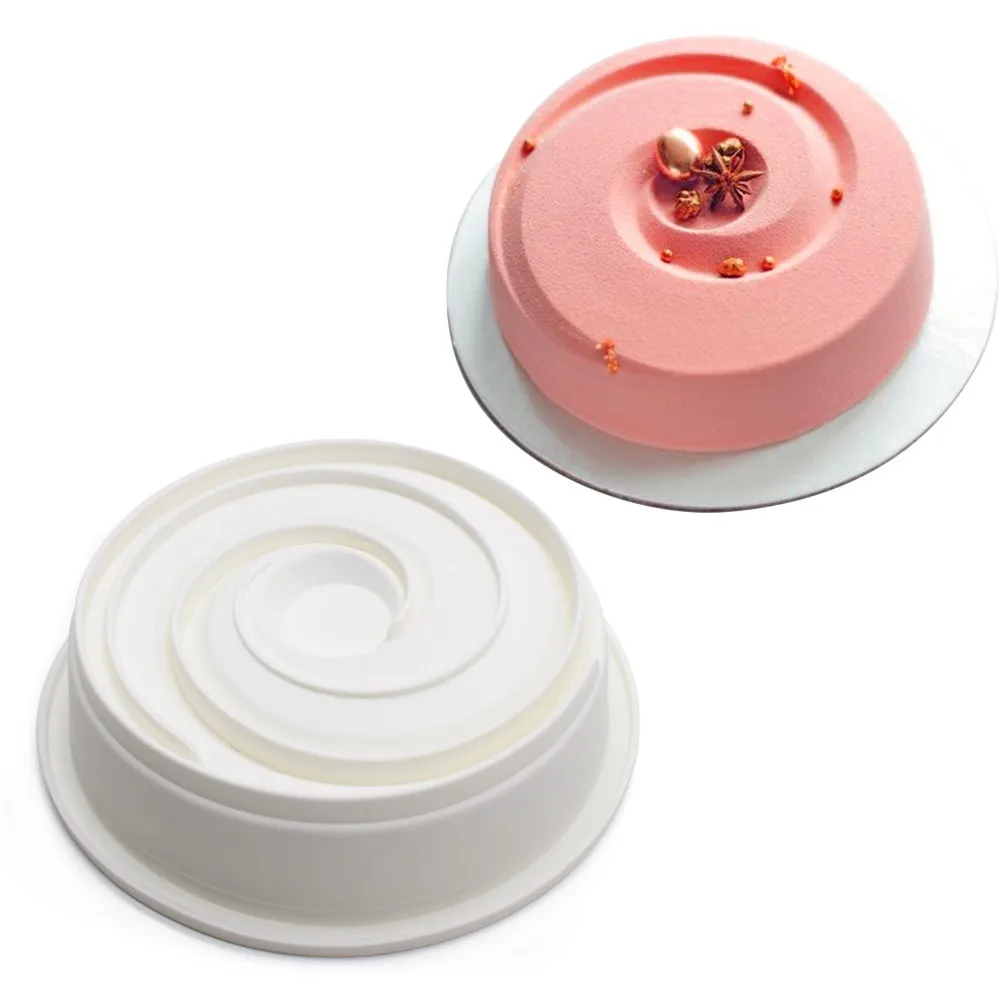 Round Corrugated Big Flower Mousse Cake Mold Taiji Design Silicone Mold for DIY Chocolate, Pudding, French Desserts, and Baking, Flexible Non-Stick Pastry Tool for Creative Home Baking and Party Treats