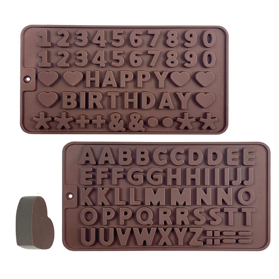 2 Pieces Chocolate and Letter-Shaped Silicone Mold – Kitchen Baking Utensils for DIY Cake, Biscuits, Ice Cubes, Chocolate, Candy, Resin, Fondant, Pastry, and Creative Dessert Decorations 2 Pieces Chocolate and Letter-Shaped Silicone Mold – Kitchen Baking Utensils for DIY Cake, Biscuits, Ice Cubes, Chocolate, Candy, Resin, Fondant, Pastry, and Creative Dessert Decorations