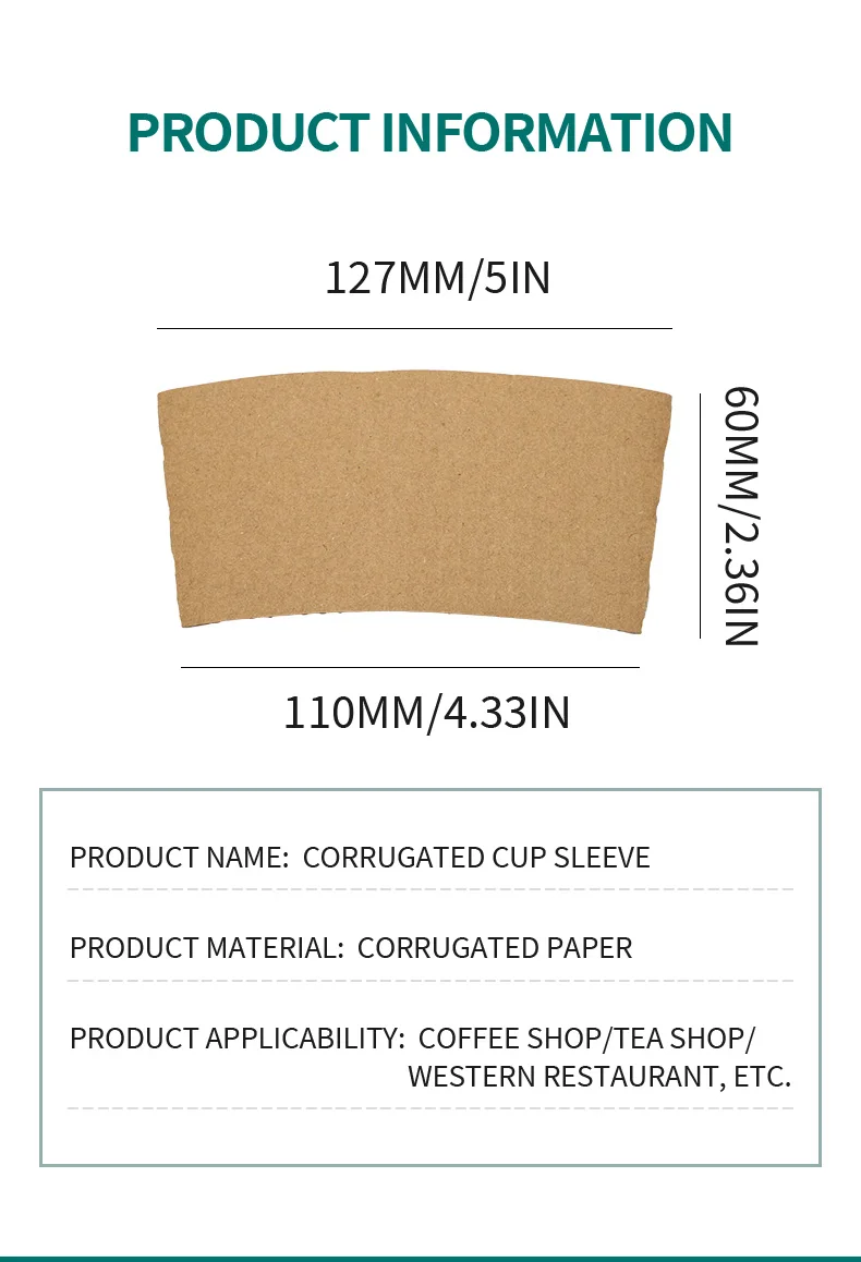 50/100Pcs Brown Coffee Cup Sleeves Kraft Corrugated Paper Heat Insulation Cardboard Holder Disposable Cup Covers for Hot Drinks Tea Coffee Beverage Shop Takeaway Party Accessories