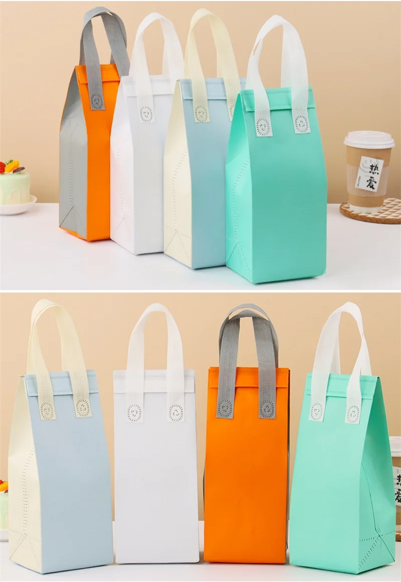 25pcs Non-Woven Insulated Tote Bags – Reusable Portable Fabric Pouches for Food, Cake, Drinks, and Snacks, Thermal Carrier Keeps Hot or Cold, Ideal for Delivery, Picnic, Grocery, Work, School 11