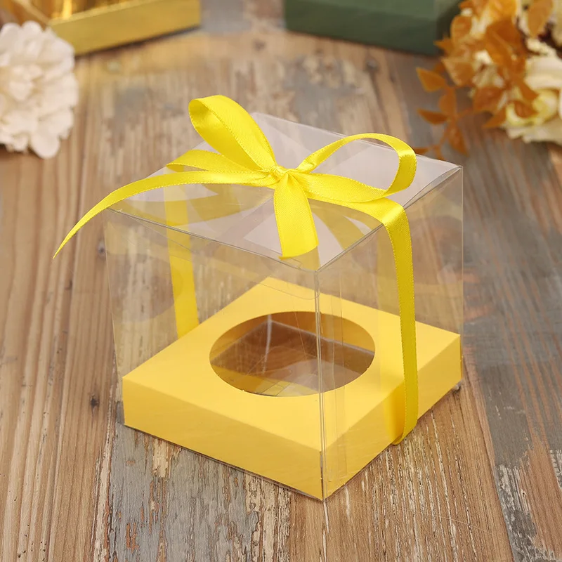 12Pcs Gold and Silver Clear Plastic Cupcake Packaging Boxes, Cake Favor Containers, Transparent Wedding Party Cupcake Boxes, Gift Boxes for Birthday, Party, Event, and Bakery Supplies - 图片 6