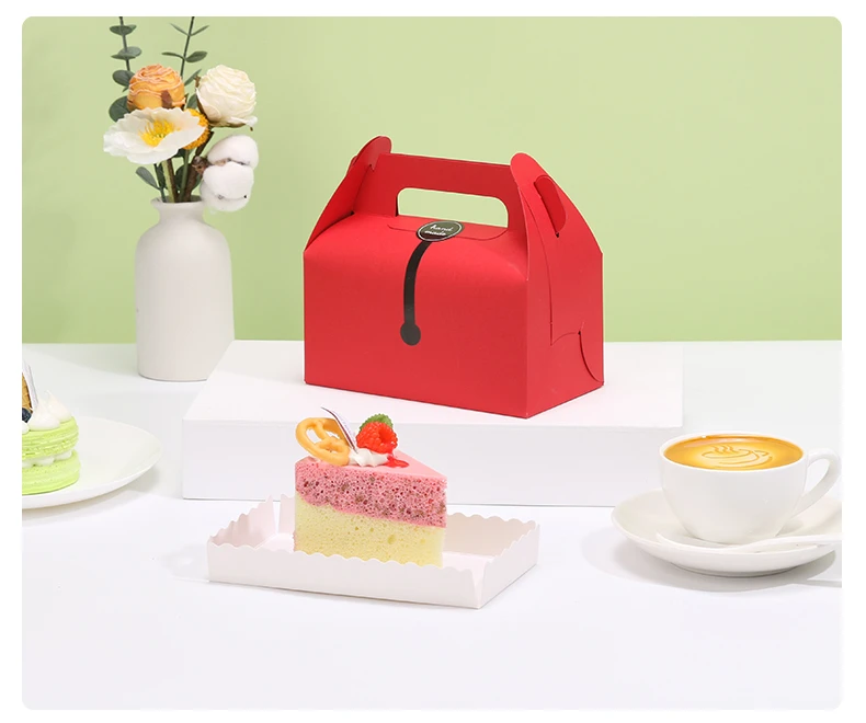 10Pcs Cardboard Gift Cake Boxes Pink Green Dessert Packaging Boxes with Handle, Portable Pastry Cookie Muffin Cupcake Container for Wedding Birthday Baby Shower Party Supplies 4