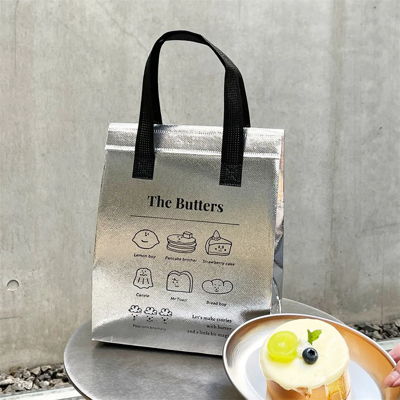 10pcs Silver Non-Woven Insulated Tote Bags, Reusable Fabric Pouches for Bread, Drinks, Food, Lunch, Grocery, Delivery, Picnic, Thermal Storage, Keep Warm or Cold, Eco-Friendly Durable Carrier - 图片 26