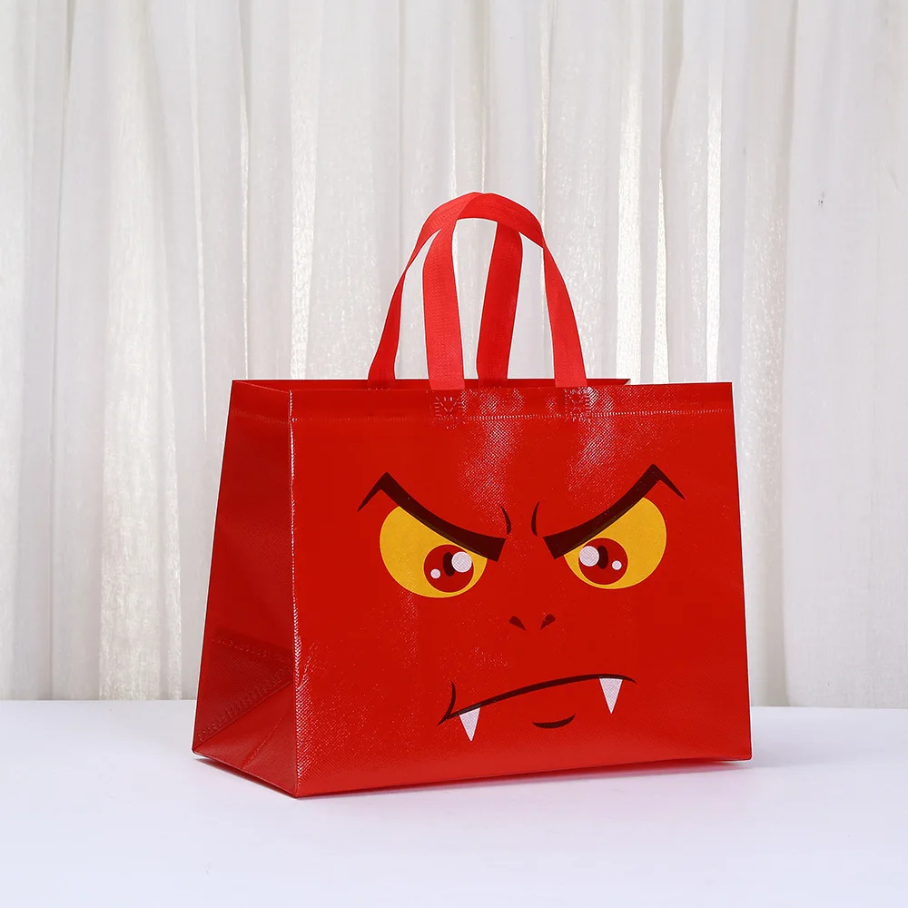 Halloween Monster Non Woven Bags Reusable Trick or Treat Tote Gift Bag for Candy Cookie Party Favor Pumpkin Cat Vampire Mummy Design Bolsa de Dulces Sac Bonbon Halloween Tasche كيس حلوى الهالوين 할로윈가방