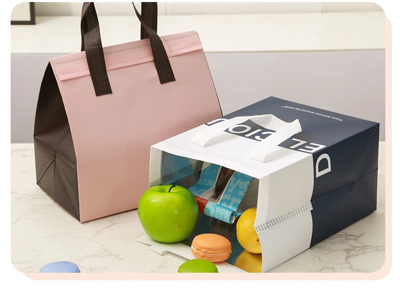 Disposable Aluminum Foil Thermal Bag – Handheld Non-Woven Food Carrier for Cakes, Desserts, and Beverages, Insulated Cold and Hot Preservation Bag for Commercial Catering, Takeaway, and Party Use 11