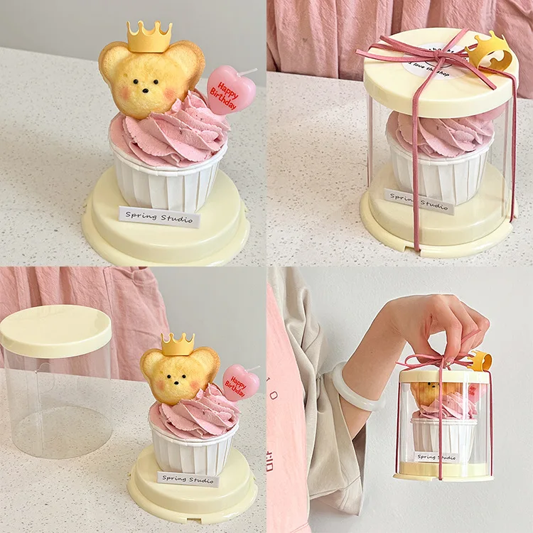 10Pcs Round Clear Cake Boxes for 2-Inch Desserts, Transparent Bakery Gift Packaging Boxes, Cupcake and Cookie Containers with Lids, Tall Layer Cake Holder, Portable Dessert Boxes for Birthday, Wedding, Party, and Home Use - 图片 4